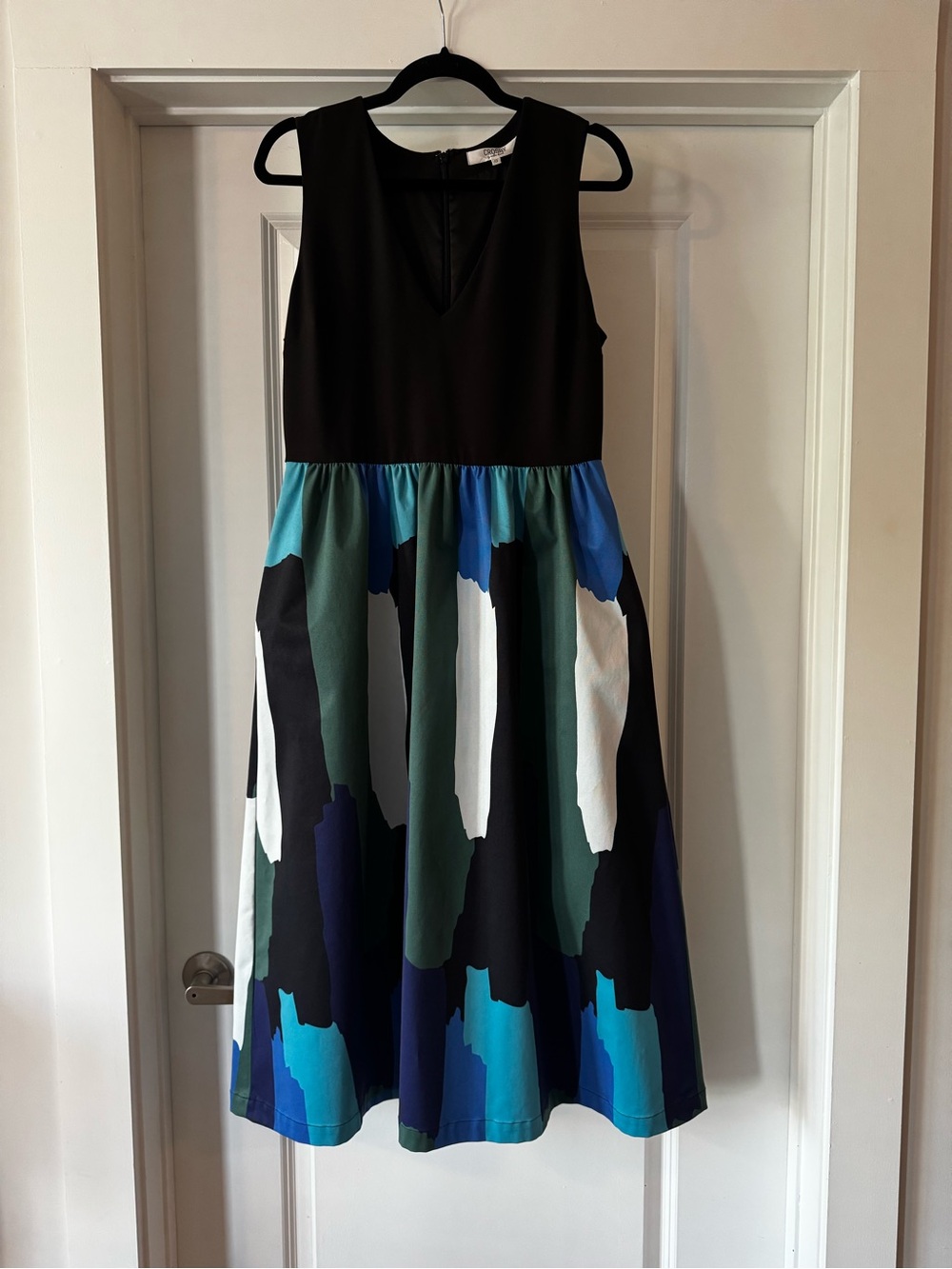 CROSBY by Mollie Burch Black Bodice Multi-Color Midi Dress
